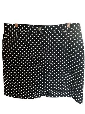 Hearts of Palm Black White Polka Dot Skort Skirt Size 10 Stretch Classic Chic